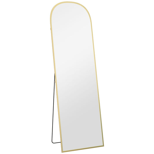 HOMCOM 162cm Aluminium Frame Standing Mirror - Gold