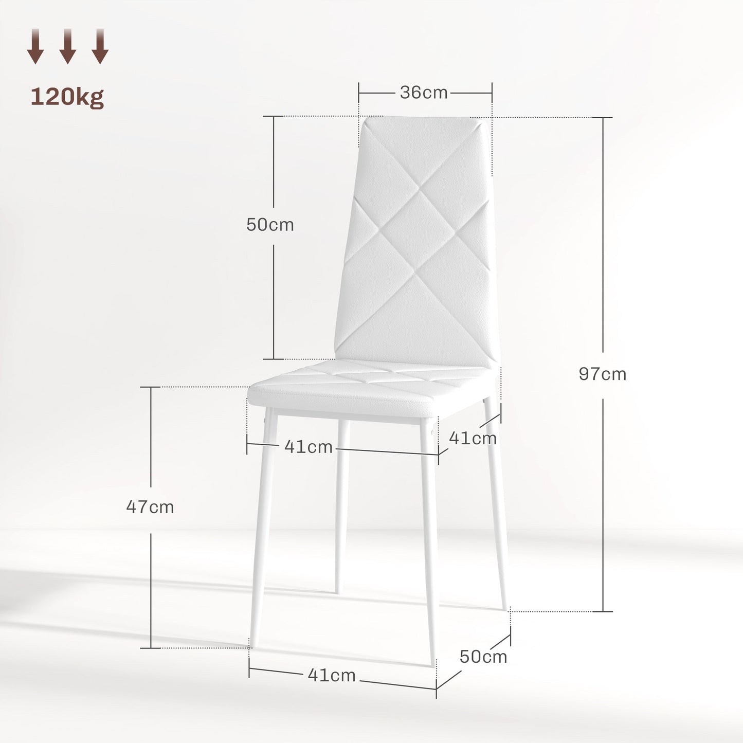 HOMCOM Set of 6 Faux Leather Dining Chairs - White