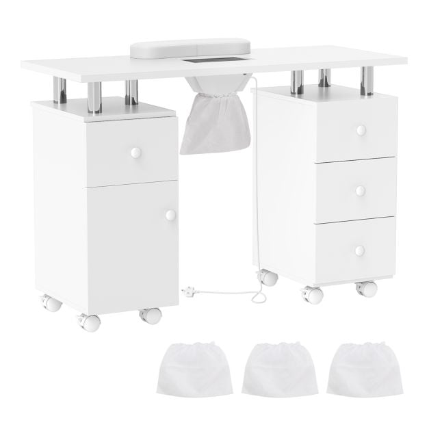 Manicure Table Nail Desk with Electric Dust Collector-White