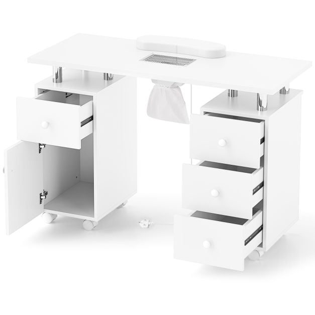 Manicure Table Nail Desk with Electric Dust Collector-White