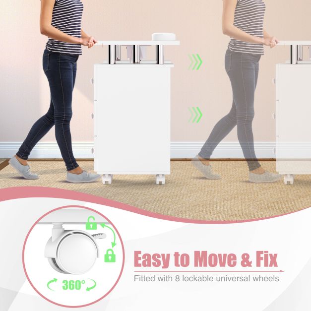 Manicure Table Nail Desk with Electric Dust Collector-White