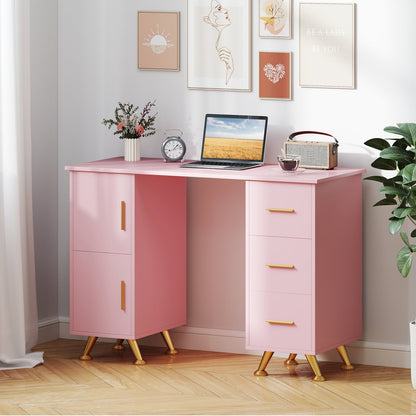 Manicure Table with 8 Metal Legs and Wrist Pad-Pink