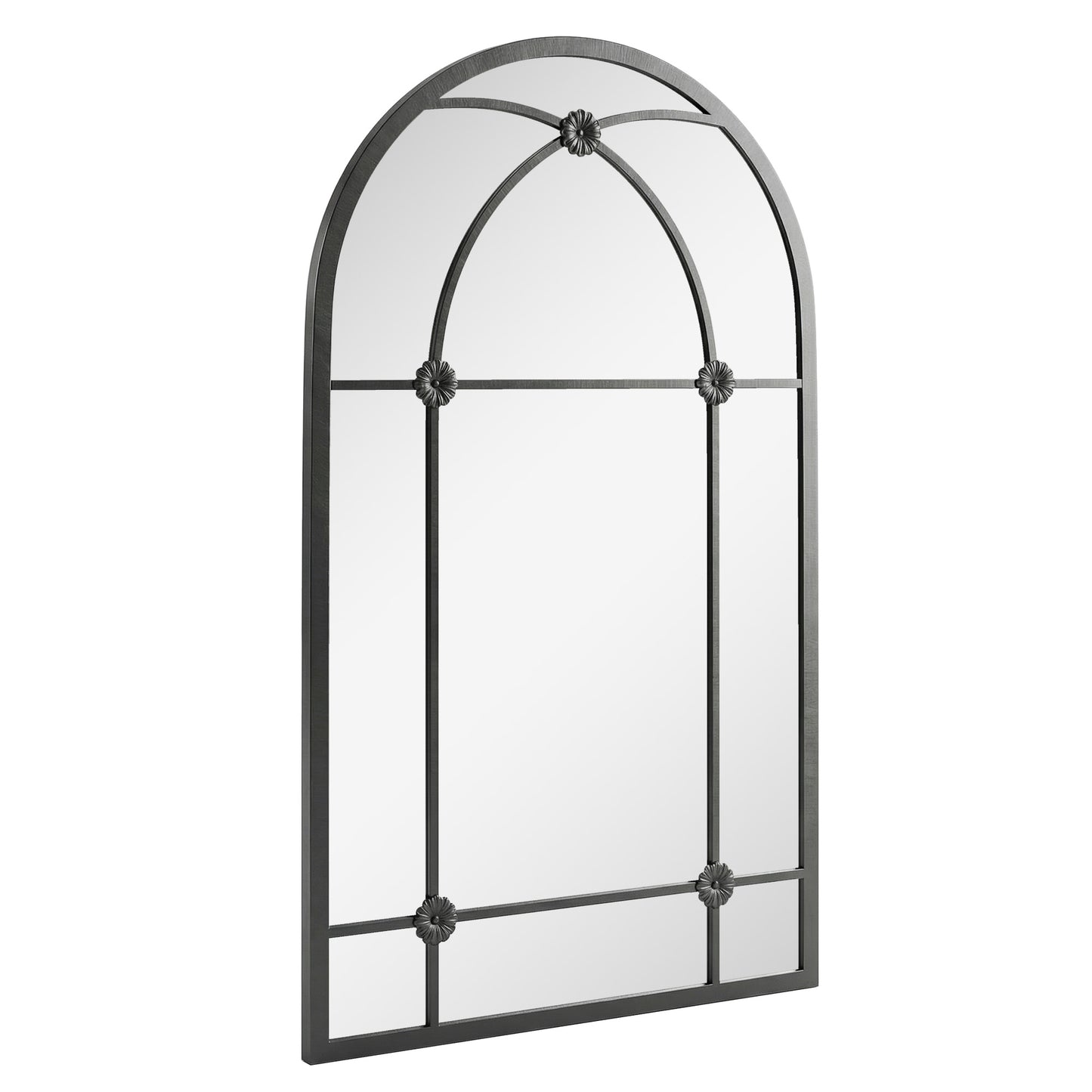 Outsunny Arched Mirror, Shatterproof Acrylic Windowpane Wall Mounted Mirror with Robust Metal Frame, 100 x 60 cm, Black
