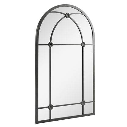 Outsunny Arched Mirror, Shatterproof Acrylic Windowpane Wall Mounted Mirror with Robust Metal Frame, 100 x 60 cm, Black