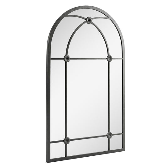 Outsunny Arched Mirror, Shatterproof Acrylic Windowpane Wall Mounted Mirror with Robust Metal Frame, 100 x 60 cm, Black