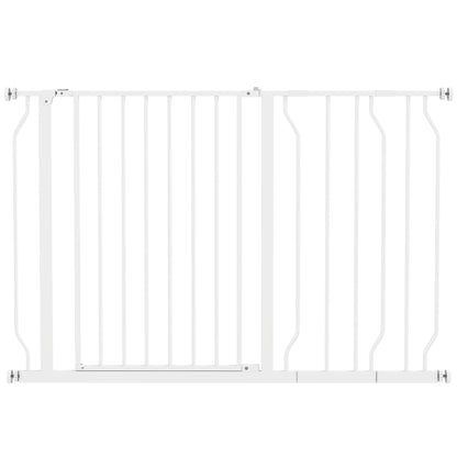 PawHut Wide Dog Safety Gate, with Door Pressure, for Doorways, Hallways, Staircases - White