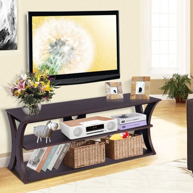 3-Tier TV Stand Storage Console with Storage Shelves