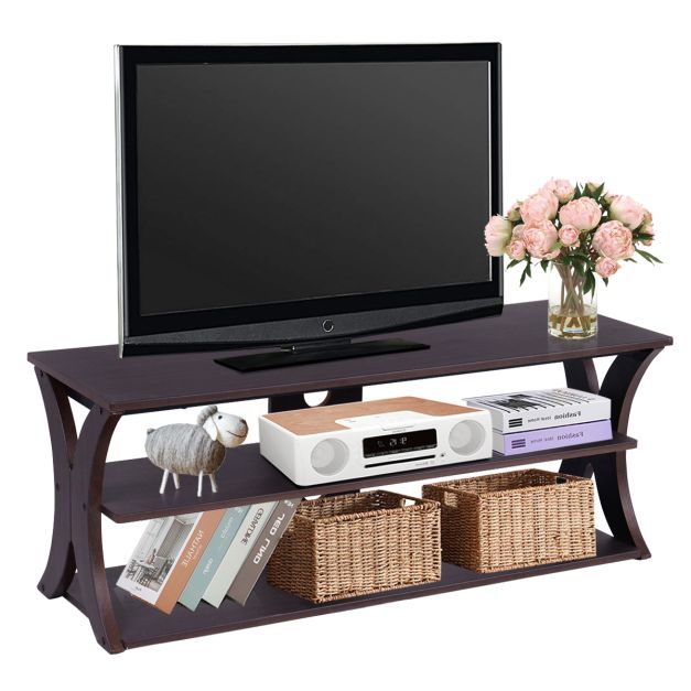 3-Tier TV Stand Storage Console with Storage Shelves