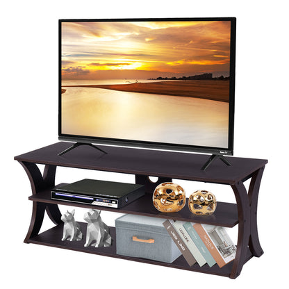 Media Console Table with Open Storage Shelves for Living Room Bedroom