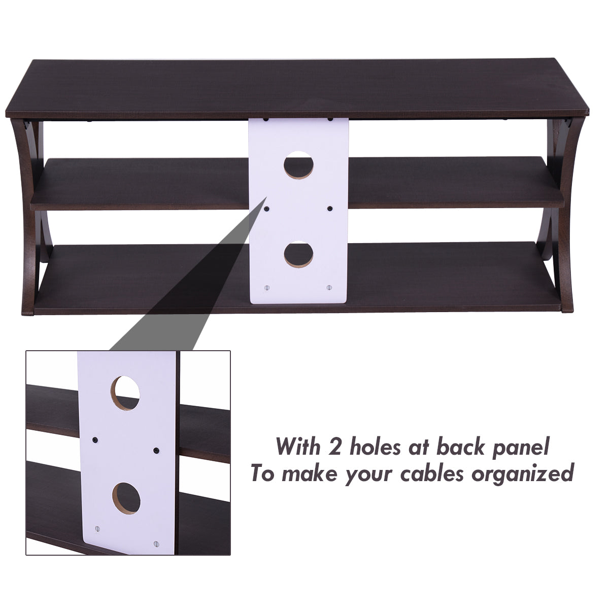 Media Console Table with Open Storage Shelves for Living Room Bedroom