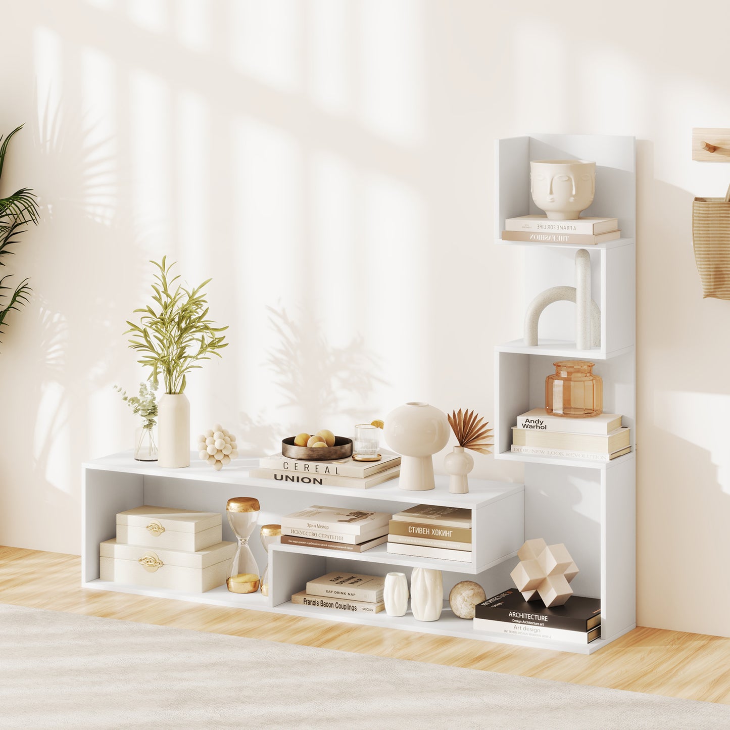 Media Console Table Cube TV Stand for TVs up to 50 Inch-White