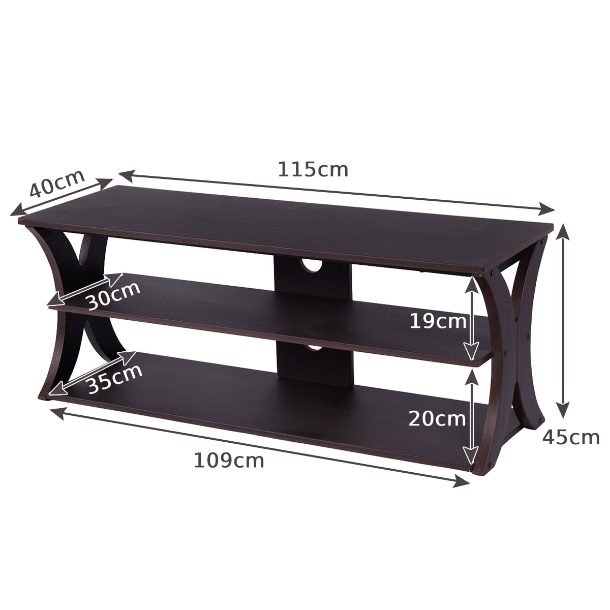 Media Console Table with Open Storage Shelves for Living Room Bedroom