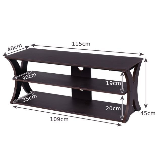 3-Tier TV Stand Storage Console with Storage Shelves