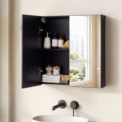 Medicine Cabinet with Mirror Wall Mounted Bathroom Cabinet-Black