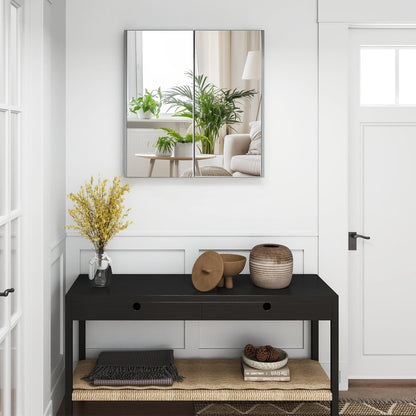 Medicine Cabinet with Mirror and Double Mirrored Doors -Grey