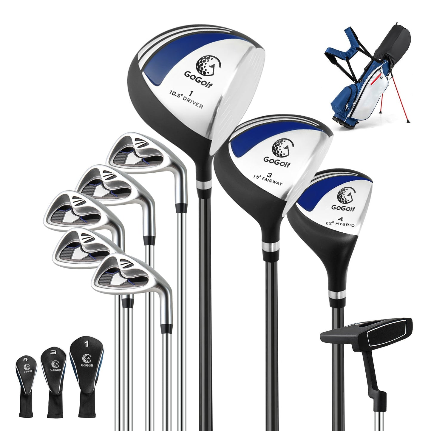Men's Right Handed Complete Golf Clubs Set-Blue