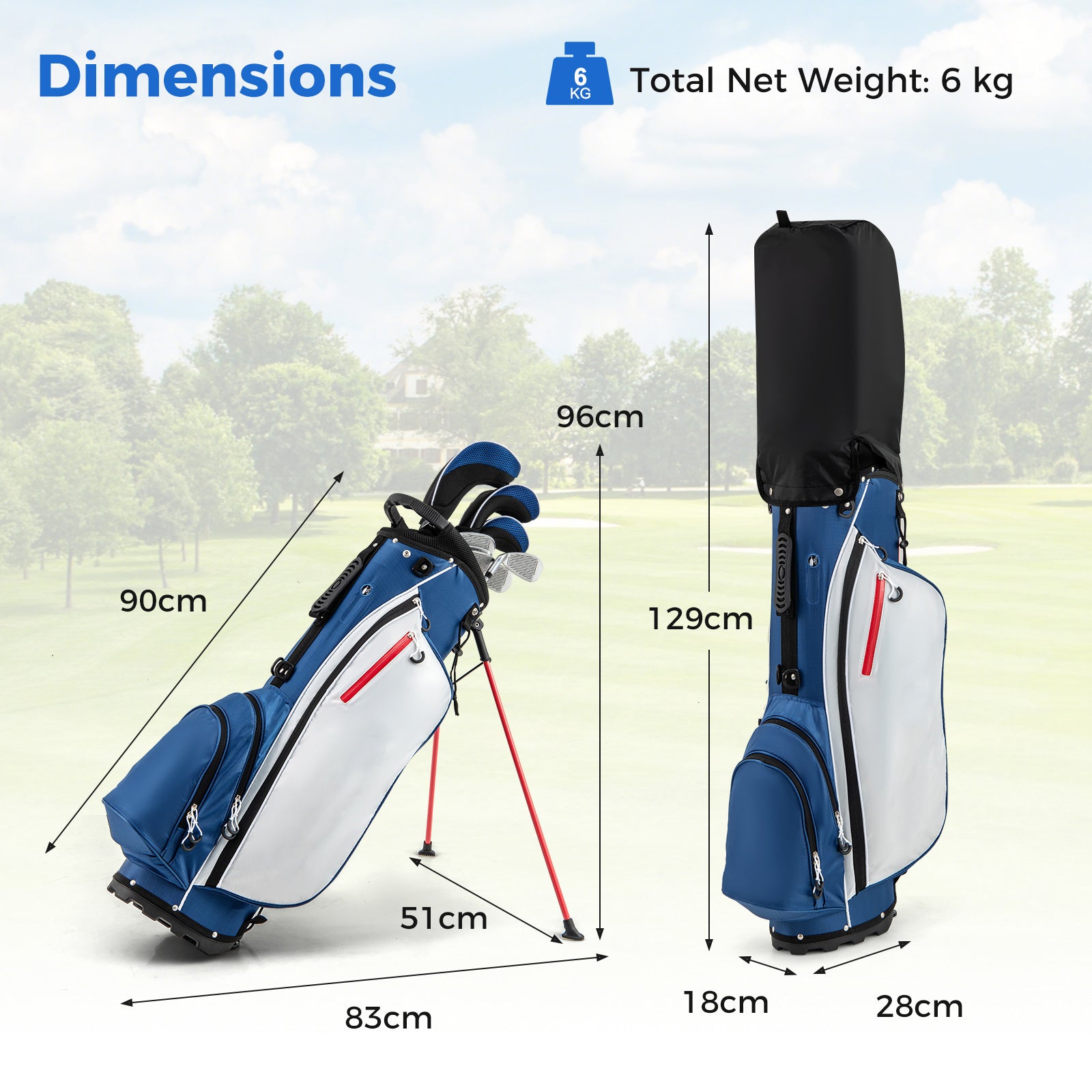 Men's Right Handed Complete Golf Clubs Set-Blue