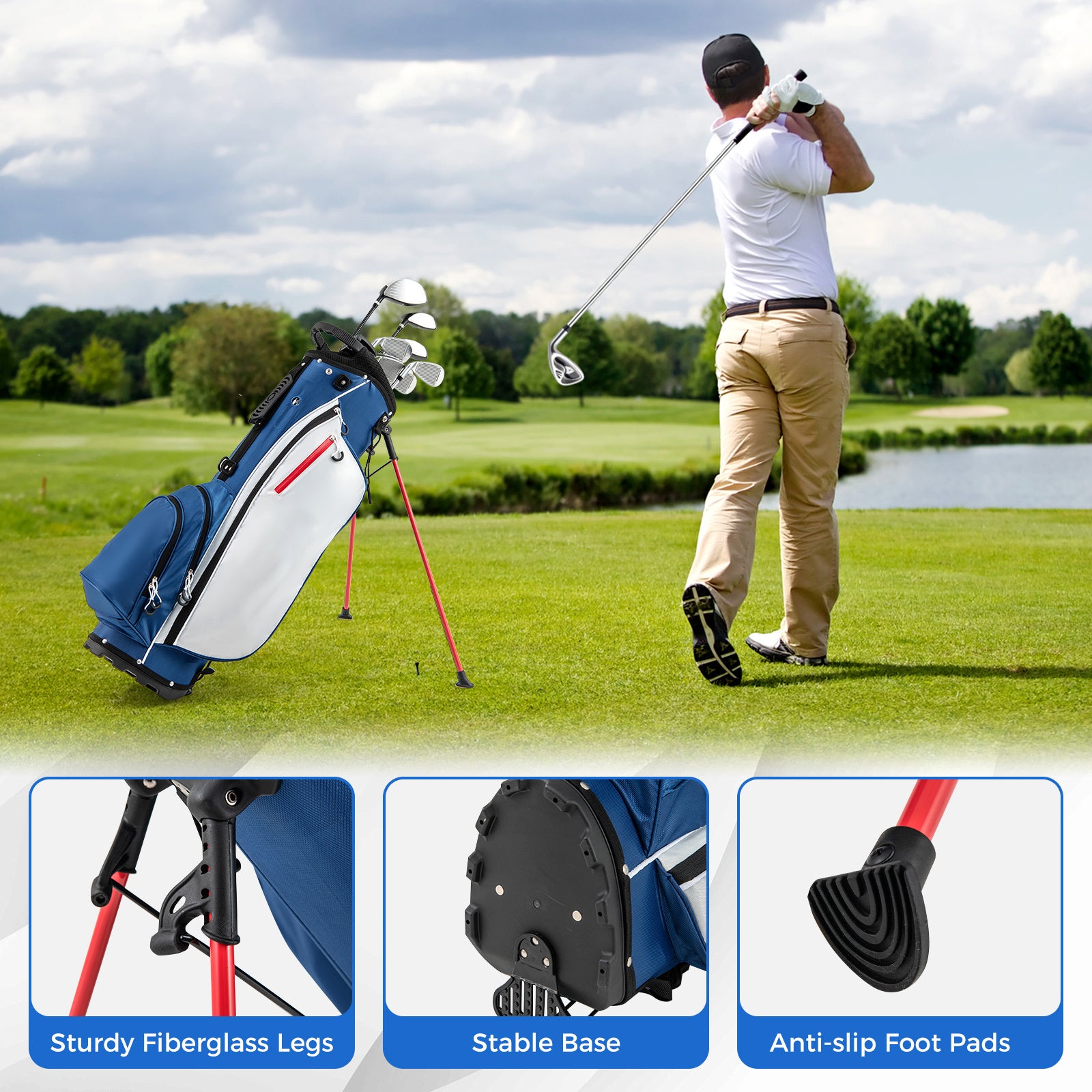 Men's Right Handed Complete Golf Clubs Set-Blue