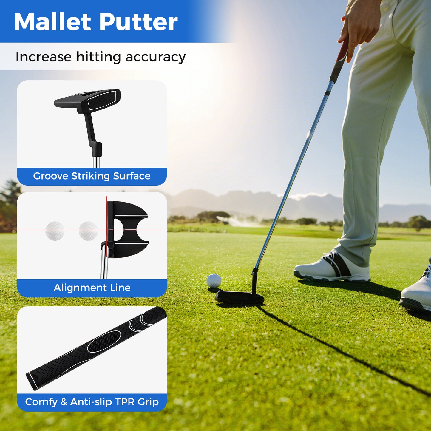 Men's Right Handed Complete Golf Clubs Set-Grey