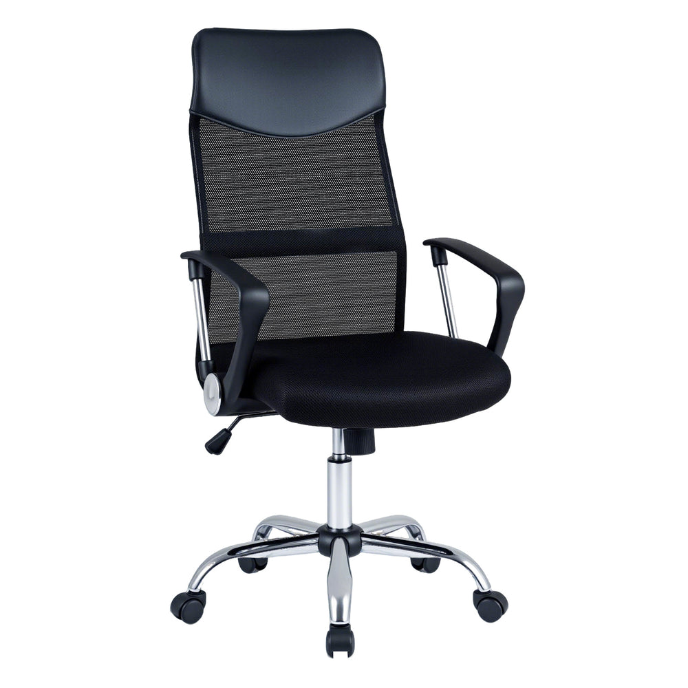 Mesh Office Chair with Reclining Backrest and Armrests and Height Adjustable Swivel-Black