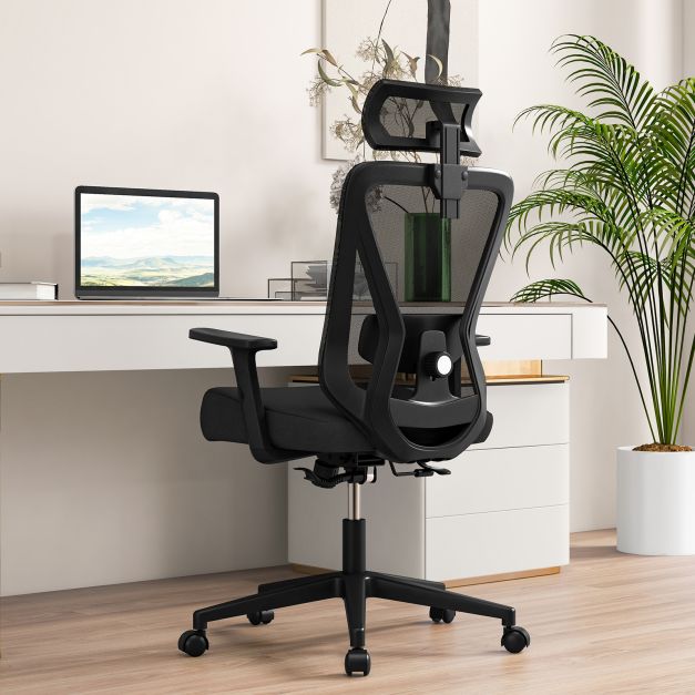 Mesh Ergonomic Office Chair Adjustable Swivel Task Chair-Black