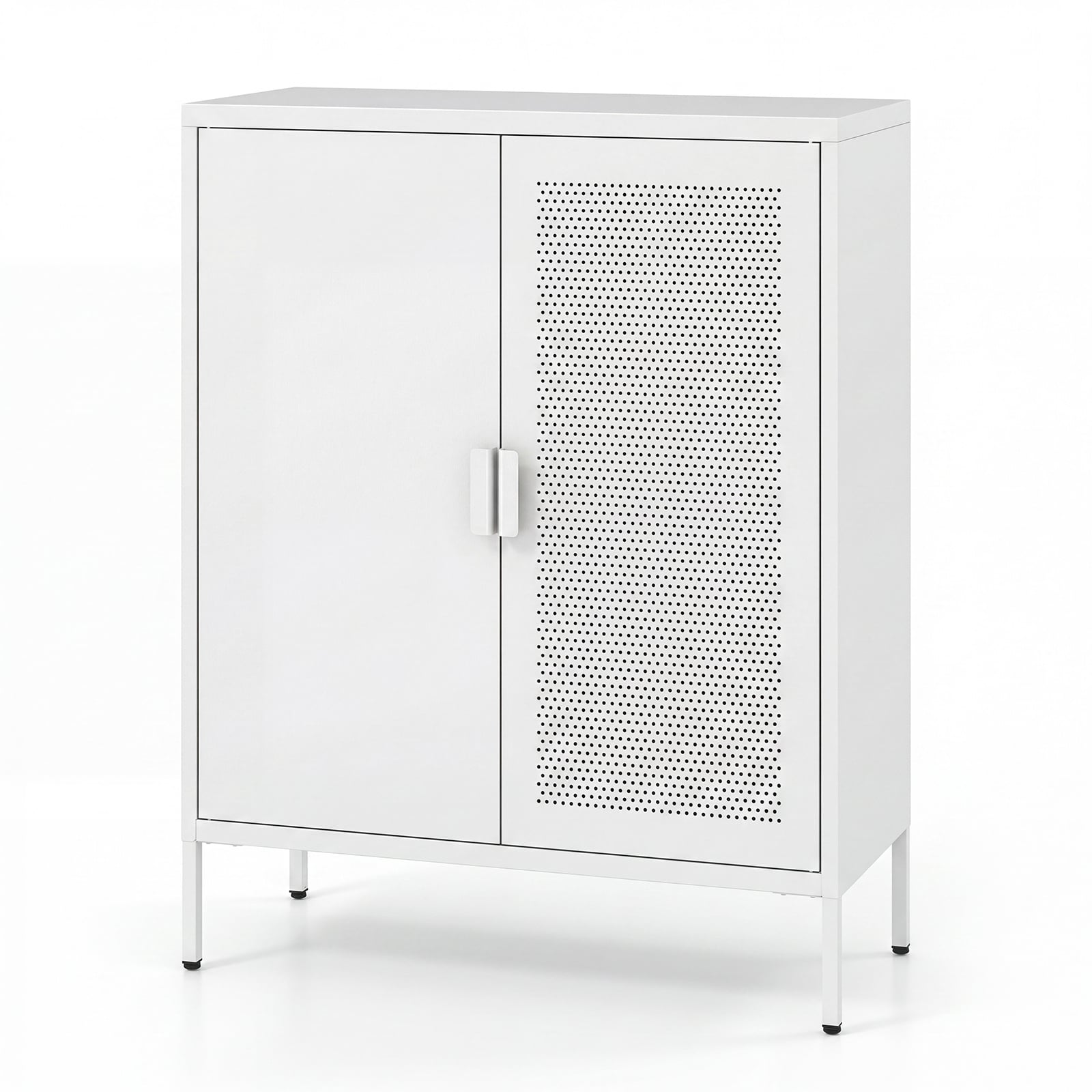 Metal Buffet Sideboard with 2 Doors and Adjustable Shelves-White