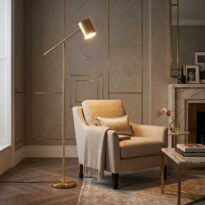 Metal Floor Lamp with Adjustable Height and Angle for Bedroom-Golden