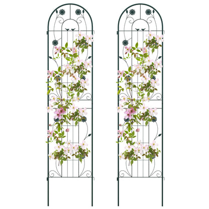 2 Pack 220 cm x 50 cm Metal Garden Trellis for Climbing Plants-Green