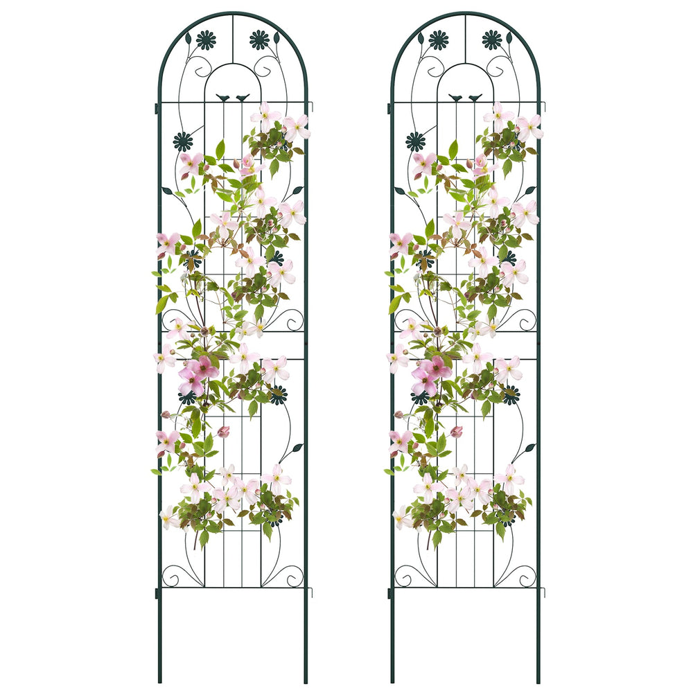2 Pack 220 cm x 50 cm Metal Garden Trellis for Climbing Plants-Green