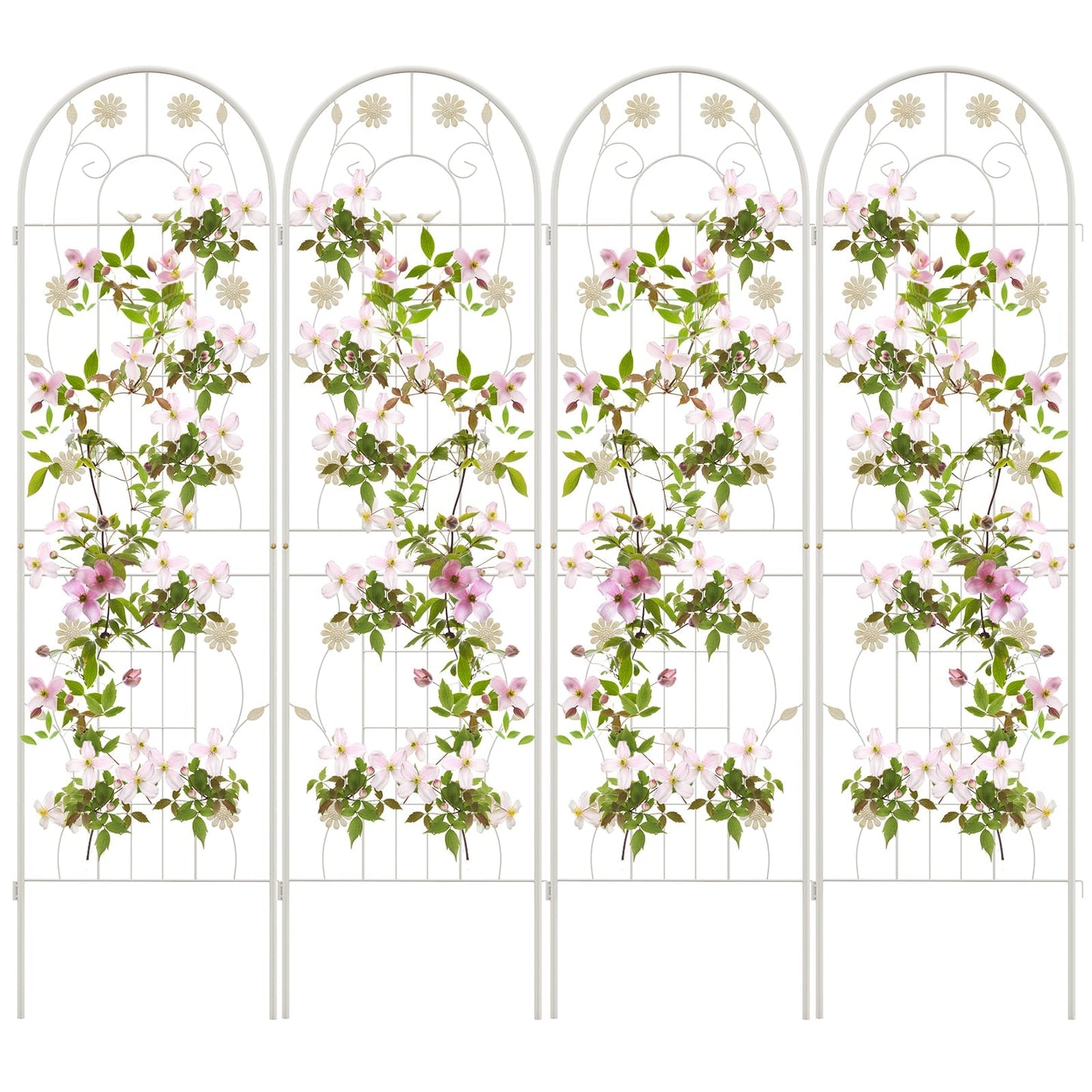 2/4 Pack Metal Garden Trellis 180 cm x 50 cm Wire Lattice Panel-White-4 Pack