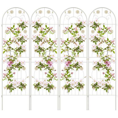 2/4 Pack Metal Garden Trellis 180 cm x 50 cm Wire Lattice Panel-White-4 Pack