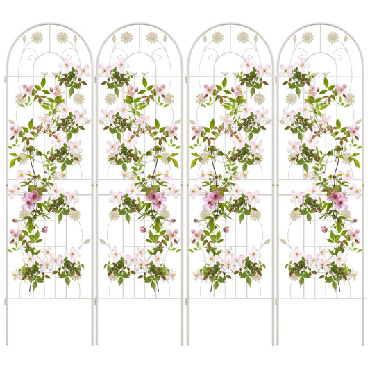 2/4 Pack Metal Garden Trellis 180 cm x 50 cm Wire Lattice Panel-White-4 Pack