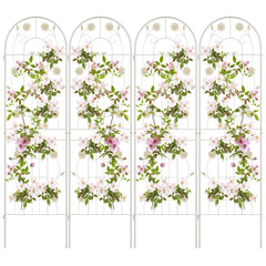 2/4 Pack Metal Garden Trellis 180 cm x 50 cm Wire Lattice Panel-White-4 Pack