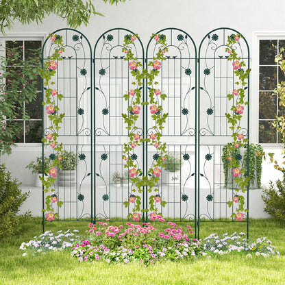 2 Pack 220 cm x 50 cm Metal Garden Trellis for Climbing Plants-Green