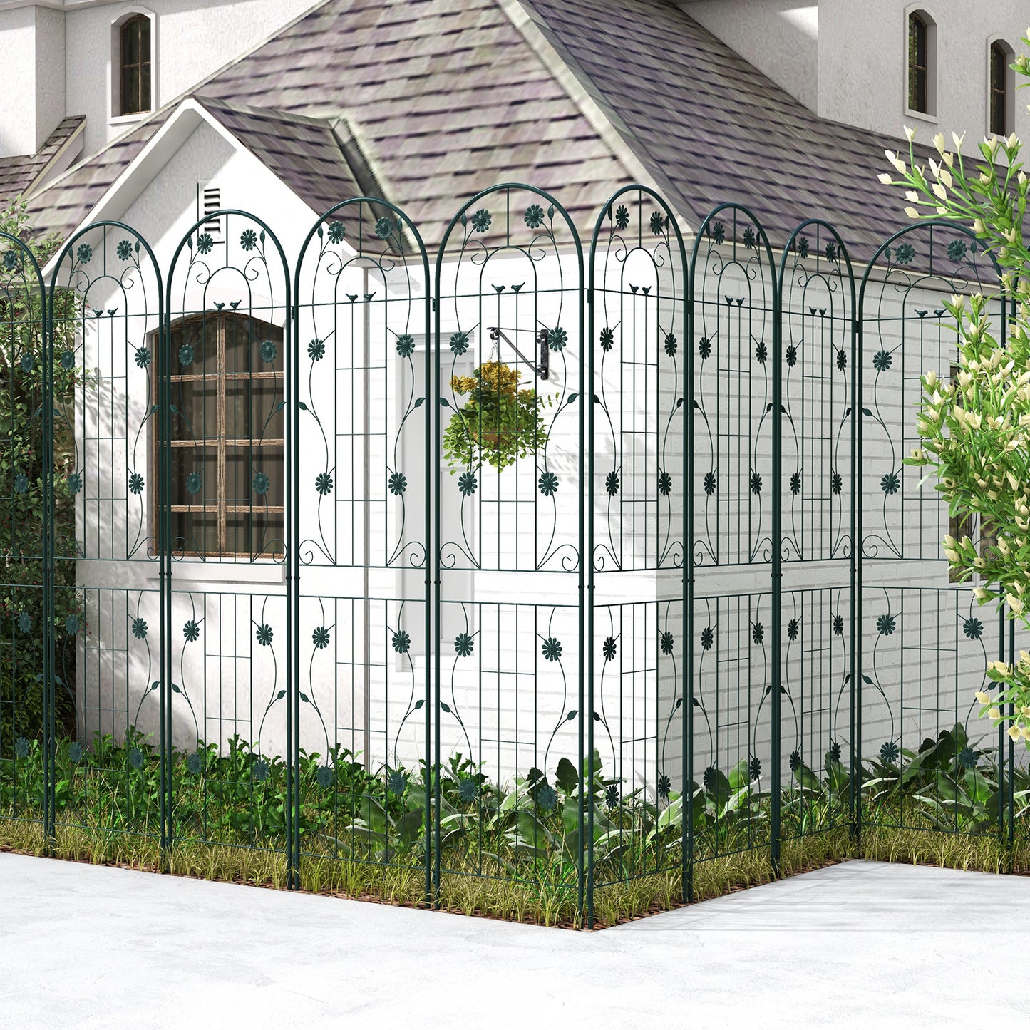 2 Pack 220 cm x 50 cm Metal Garden Trellis for Climbing Plants-Green