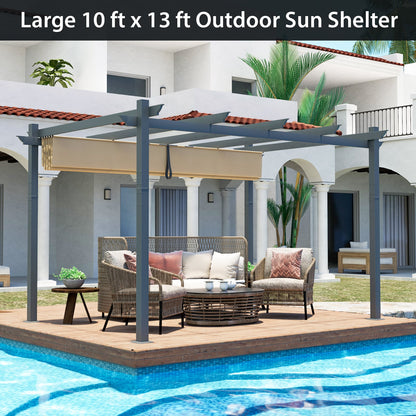 3 x 4 M Outdoor Retractable Pergola with Sun Shade Canopy-Beige