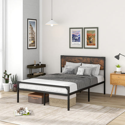 Metal Platform Bed with 9 Support Legs-Queen Size