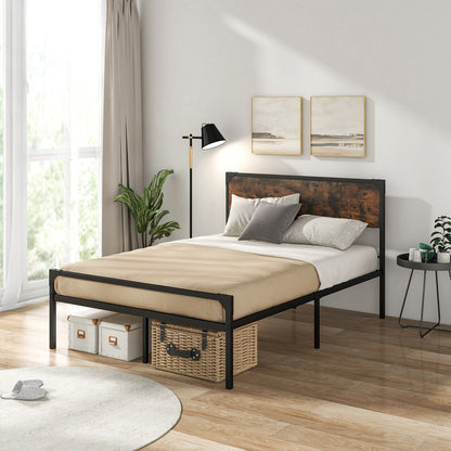 Metal Platform Bed with 9 Support Legs-Queen Size