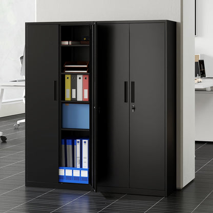 Metal Storage Cabinet with 2 Lockable Doors and 4 Adjustable Shelves-L-Black