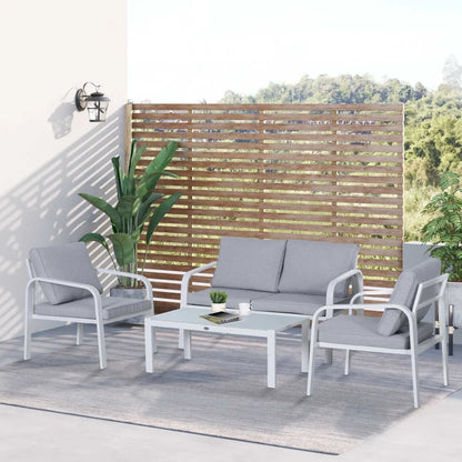 Outsunny 4-Piece Garden Sofa Set Aluminum Frame - White