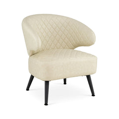 Mid Century Accent Chair Comfy PU Leather Upholstered Armchair-White