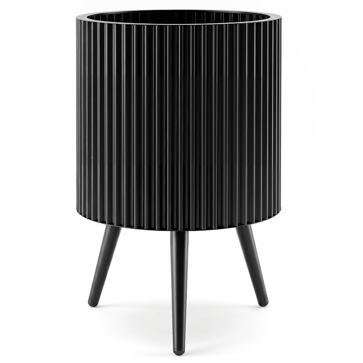 Mid-Century Modern Plant Pot with Built-in Drainage Holes and Stand-S