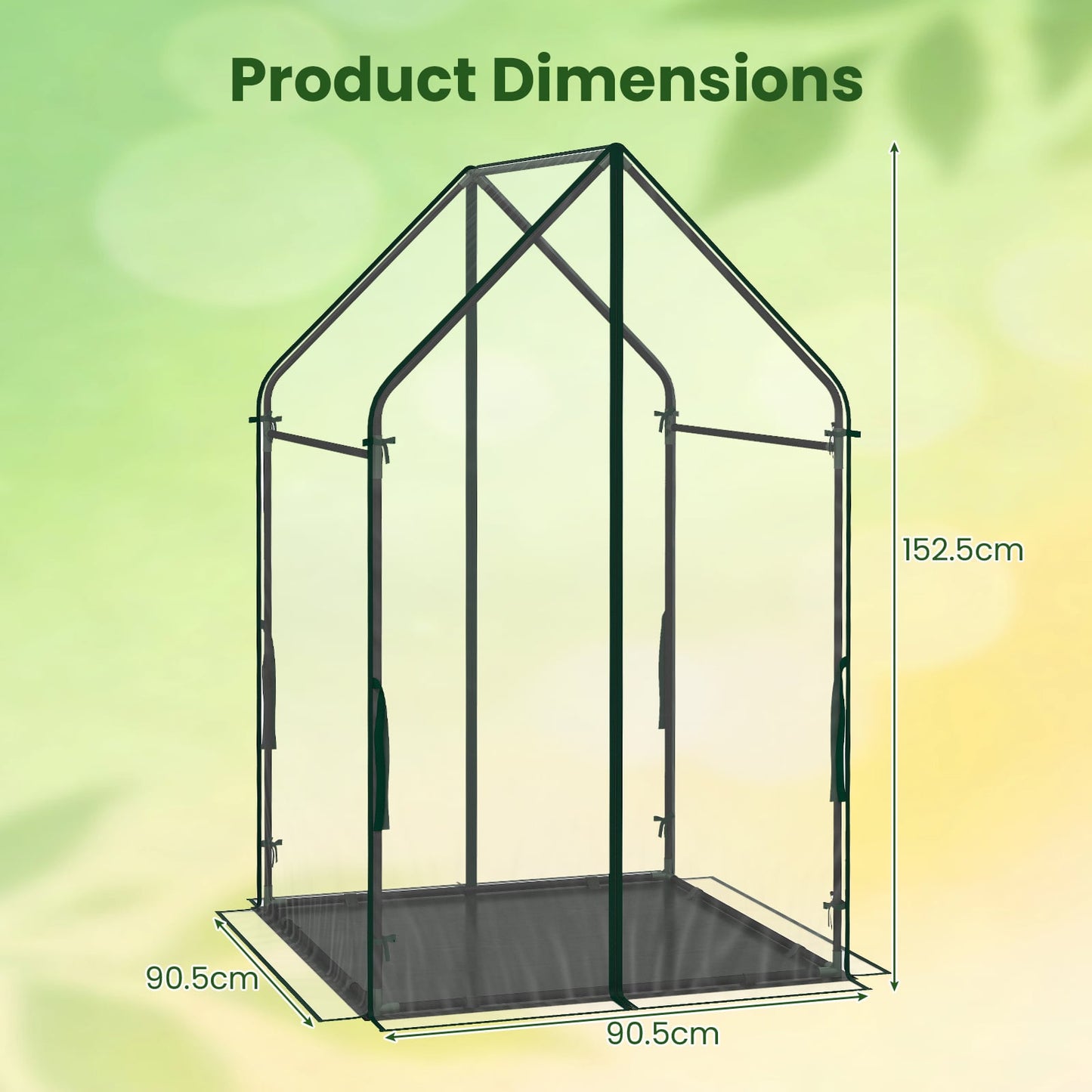 Mini Green House Metal Frame with Waterproof Bottom Mat and Wind Ropes-L