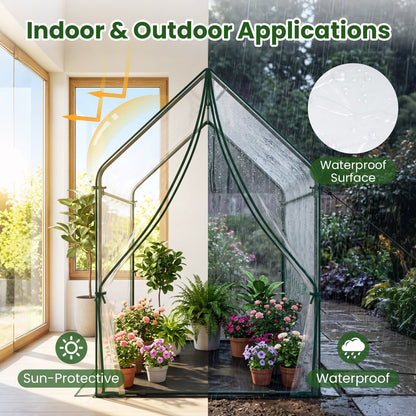 Mini Green House Metal Frame with Waterproof Bottom Mat and Wind Ropes-L