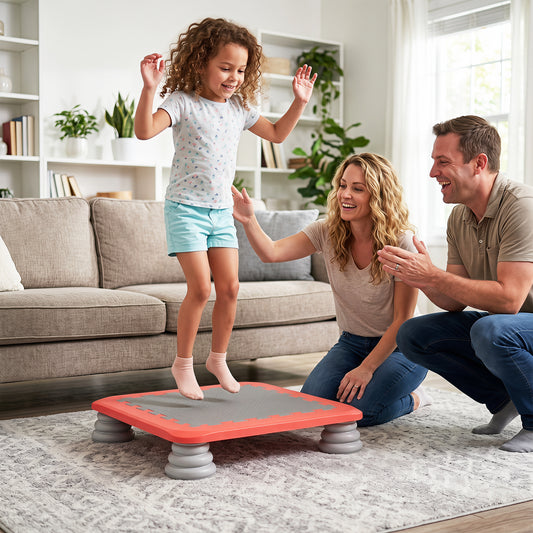 Mini Trampoline for Kids with Removable and Non-Slip Foot Pads-Red