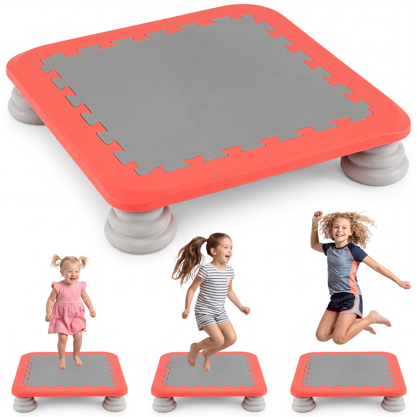 Mini Trampoline for Kids with Removable and Non-Slip Foot Pads-Red