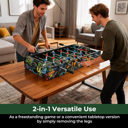 Mini Foosball Table 2-in-1 Game Table with Detachable Legs for Tabletop-Black