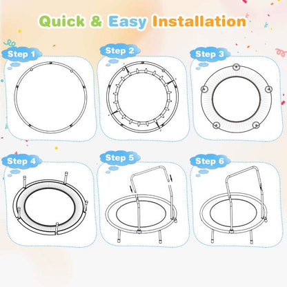 Mini Trampoline for Children with LED Lights and Safety Handle-Navy