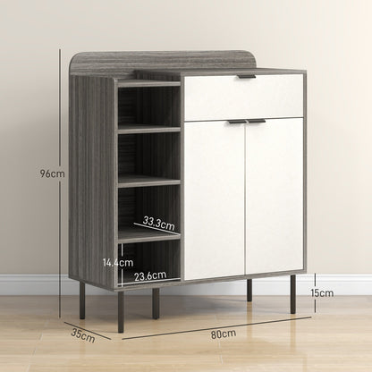 HOMCOM Modern and Minimal 12 Shoe Storage Cabinet - Grey/White