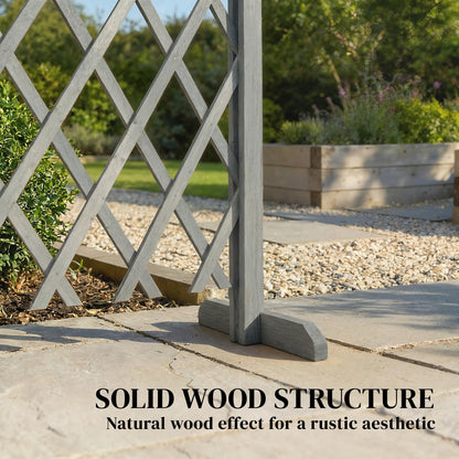 Outsunny 2 Pack Expanding Fence Panels, Wooden Freestanding Garden Fence with Stable Feet, 180 x 30 x 103cm, Dark Grey